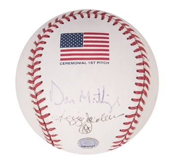 2001 Don Mattingly & Reggie Jackson Dual Signed World Series Game 5 Ceremonial First Pitch Commemorative Baseball (MLB Authenticated)
